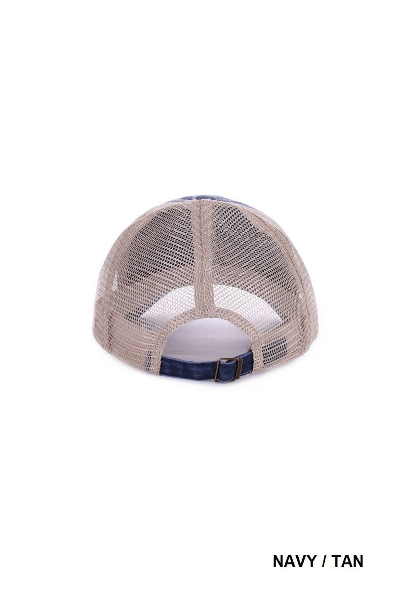 42POPS - SI-26424 Vintage Washed Cotton Mesh Cap Hat