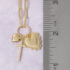 Anarchy Street - Multi-Charm Heart & Cross Paperclip Chain Necklace