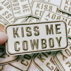 TEELUX - 2.5" Kiss Me Cowboy -  Embroidered Hat Patch