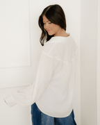 Mabel Crinkled Texture Lantern Sleeve Button Down Loose Shirt