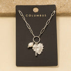 Anarchy Street - Gold Dipped Cz Pave Cross Pearl And Heart Charms Chain