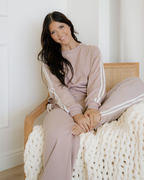 Varsity Pullover Wide Leg Pants 2pcs Outfit