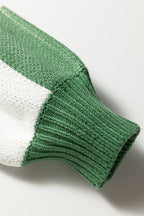 V Neck Checkered Sweater - Green