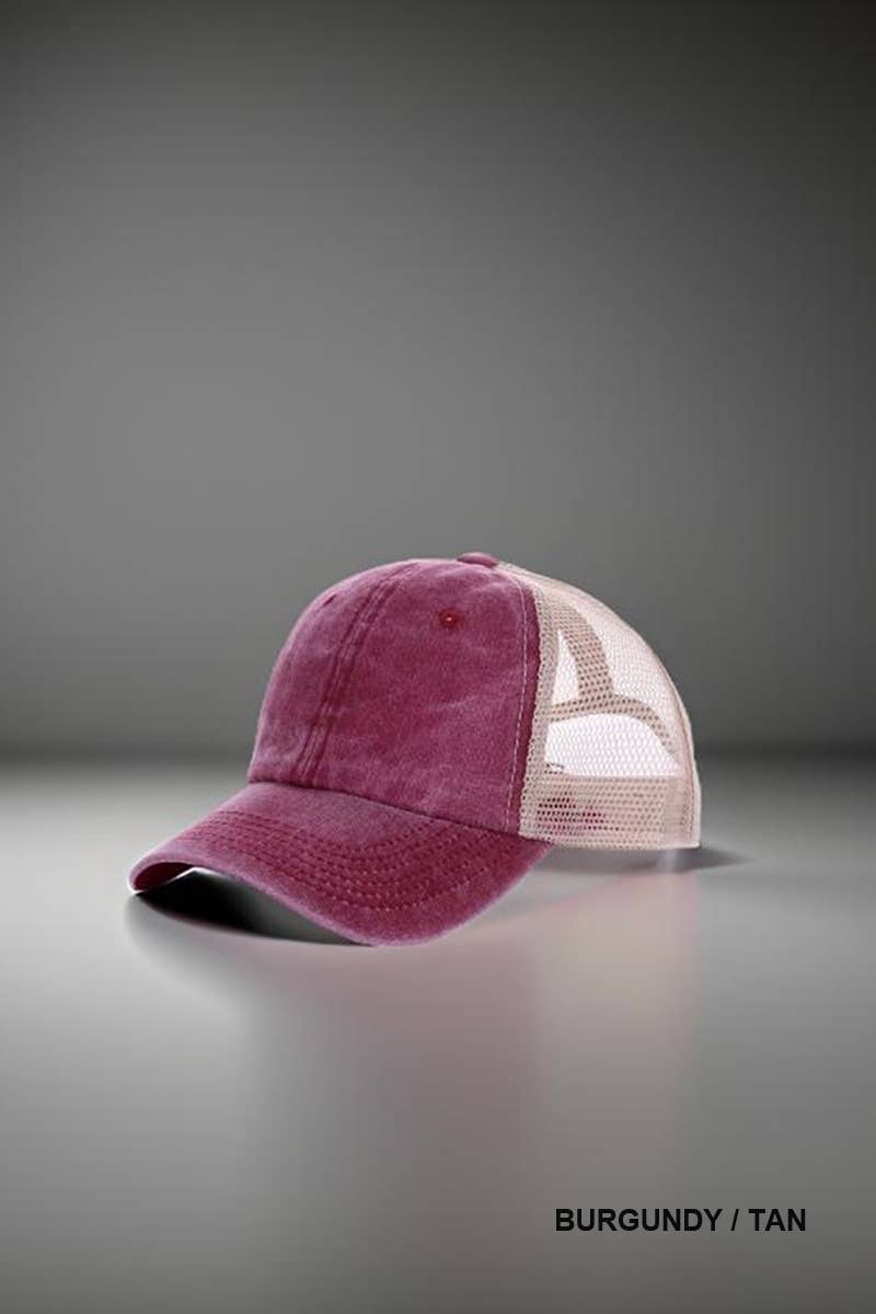 42POPS - SI-26424 Vintage Washed Cotton Mesh Cap Hat