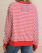Annie Exposed Seam Drop Shoulder Long Sleeve Top - Red
