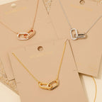 Anarchy Street - Gold Dipped Cz Pave Oval Link Pendant Necklace