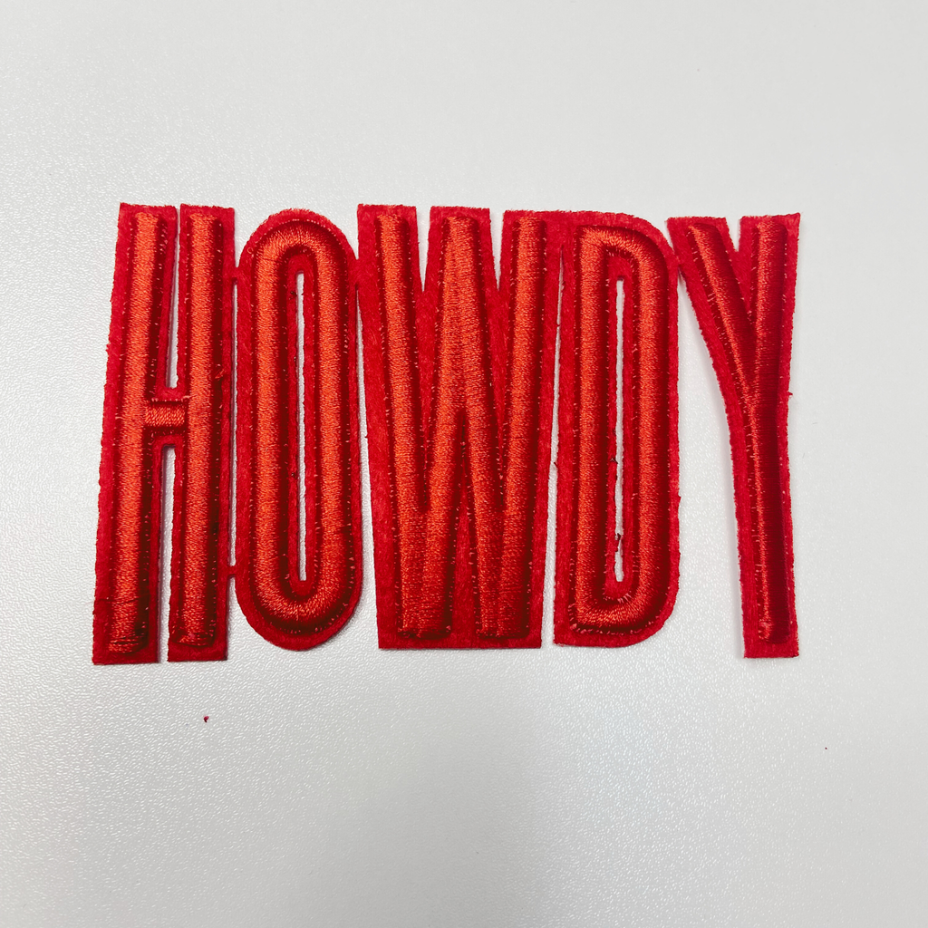 TEELUX - 4" HOWDY in Red -  3D Embroidered Hat Patch