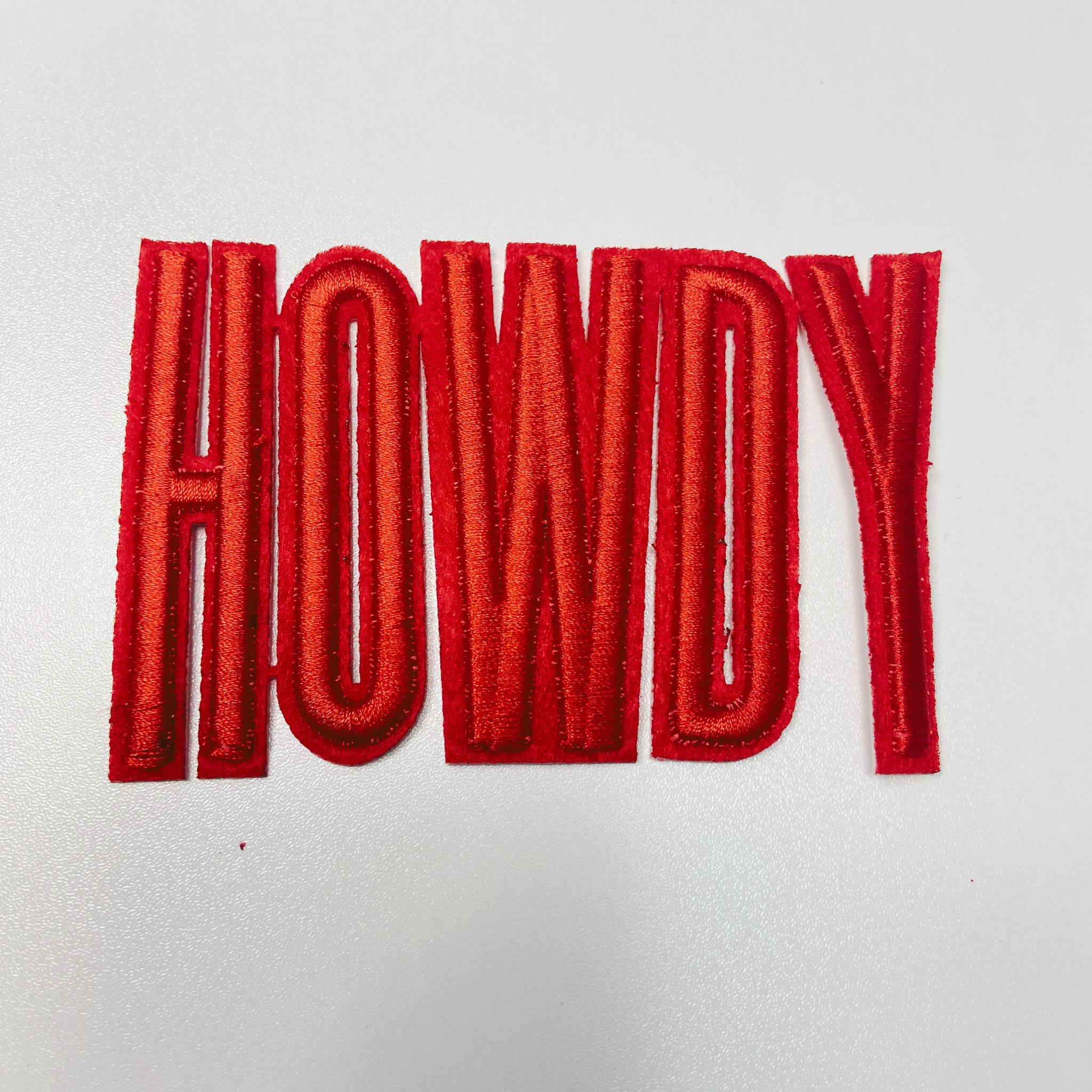 TEELUX - 4" HOWDY in Red -  3D Embroidered Hat Patch