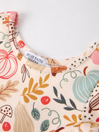 Fall Thanksgiving Pumpkin Leaf Print Dress