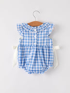 Fall Thanksgiving& Halloween Blue Pumpkin Smock Embroidery Baby Girl Romper