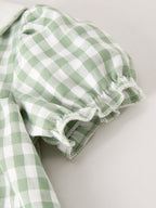 Fall Halloween & Thanksgiving Pumpkin Applique Plaid Green Girls Dress