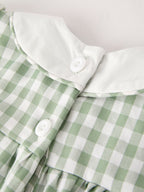 Fall Halloween & Thanksgiving Pumpkin Applique Plaid Green Girls Dress