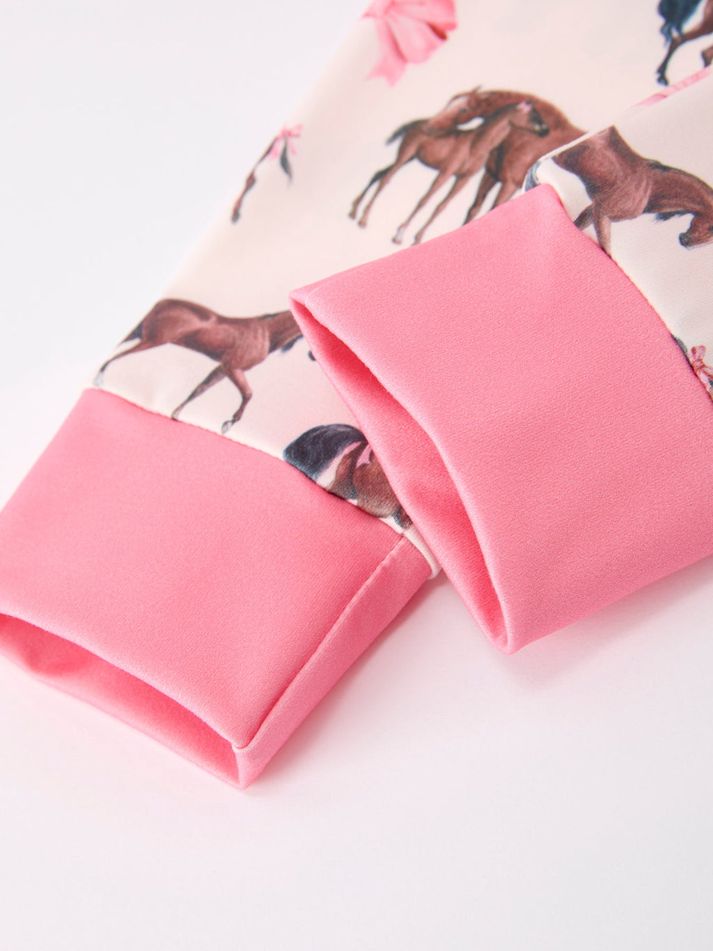 Girls Western Horse Bow Pajamas Set Print