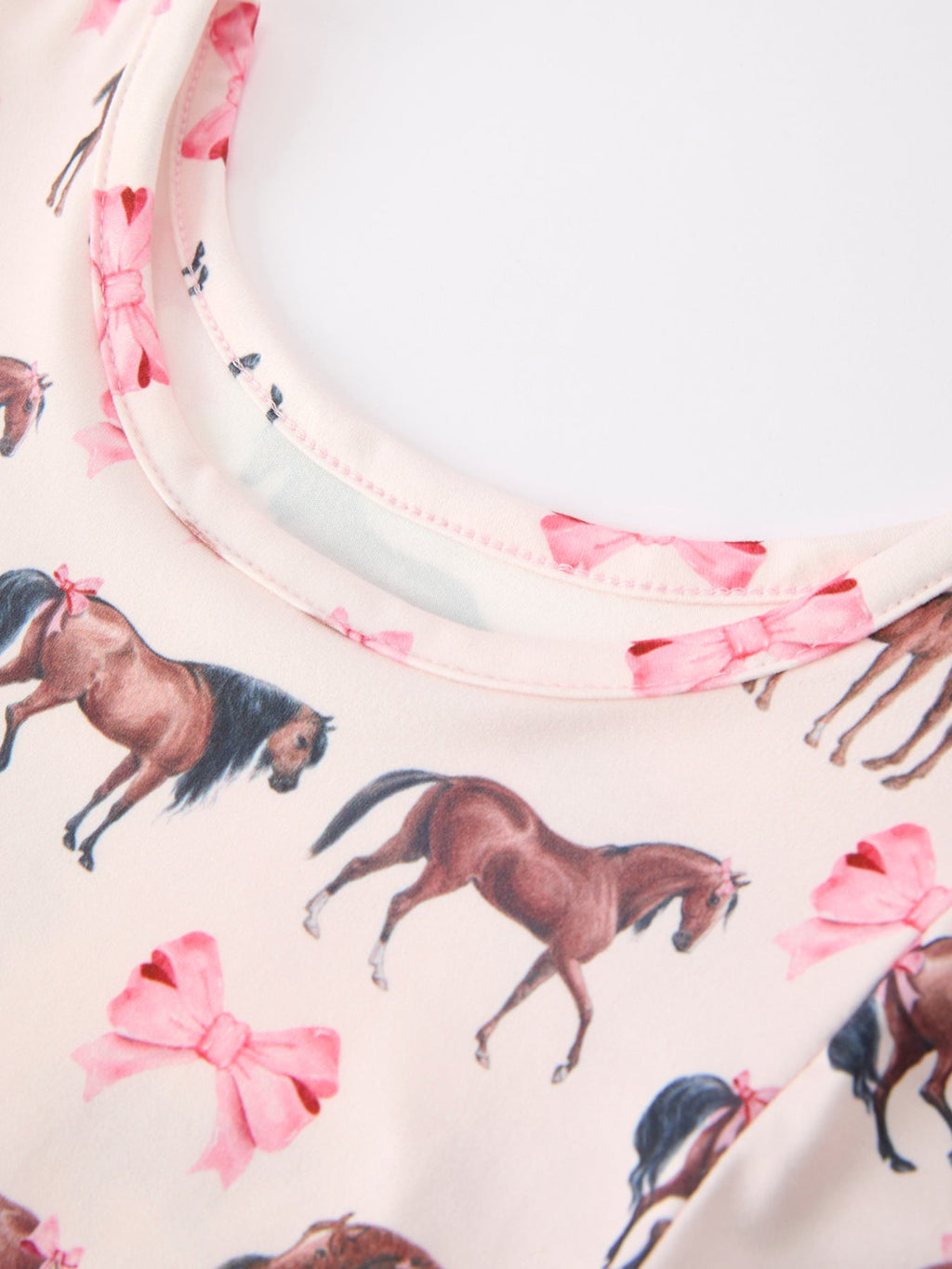 Girls Western Horse Print Twirl Dress Short Sleeve