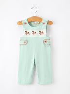 Western Horse Embroidery Boys Jonjon Sleeveless Romper