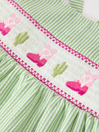 Western Boots Cactus Girls Dress Stripe