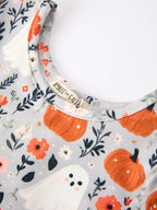 Halloween Pumpkin Ghost Girls Dress Long Sleeve Twirl Dress