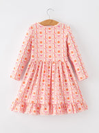 Halloween Thanksgiving Pumpkin Bow Pocket Girls Dress