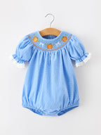 Halloween Thanksgiving Pumpkin Smocked Bubble Romper