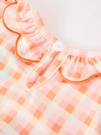 Halloween Pumpkin Plaid Bow Girls Dress