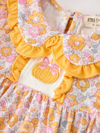 Halloween Pumpkin Floral Baby Bubble Romper
