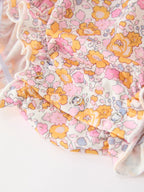 Halloween Pumpkin Floral Baby Bubble Romper