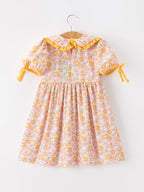 Halloween Pumpkin Floral Girls Dress