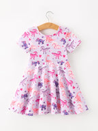 Dinosaur Heart Twirl Girls Dress Short Sleeves