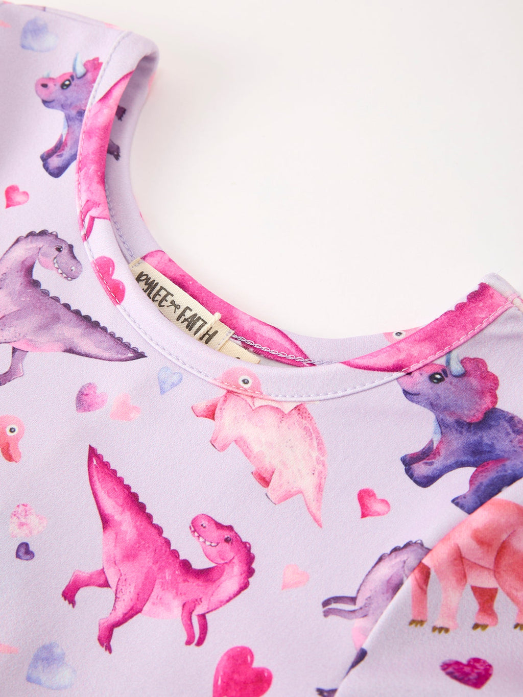 Dinosaur Heart Twirl Girls Dress Short Sleeves