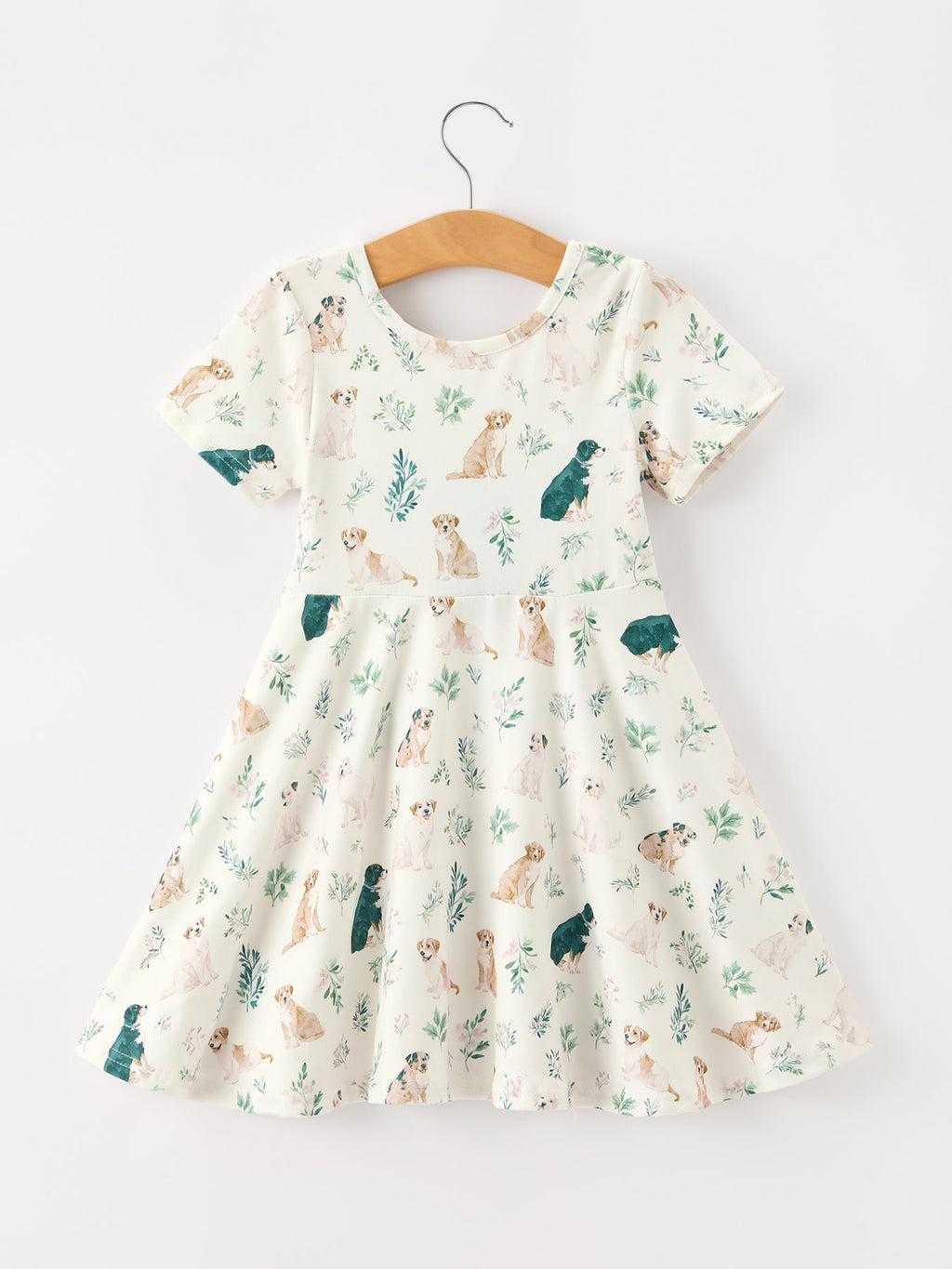 Puppy Floral Twirl Girls Dress