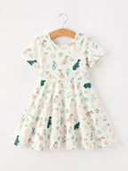 Puppy Floral Twirl Girls Dress