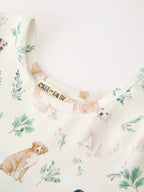 Puppy Floral Twirl Girls Dress