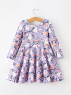 Halloween Ghost Pumpkin Girls Long Sleeve Twirl Dress