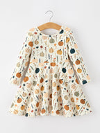 Fall Orange Pumpkin & Leaf Twirl Girls Dress