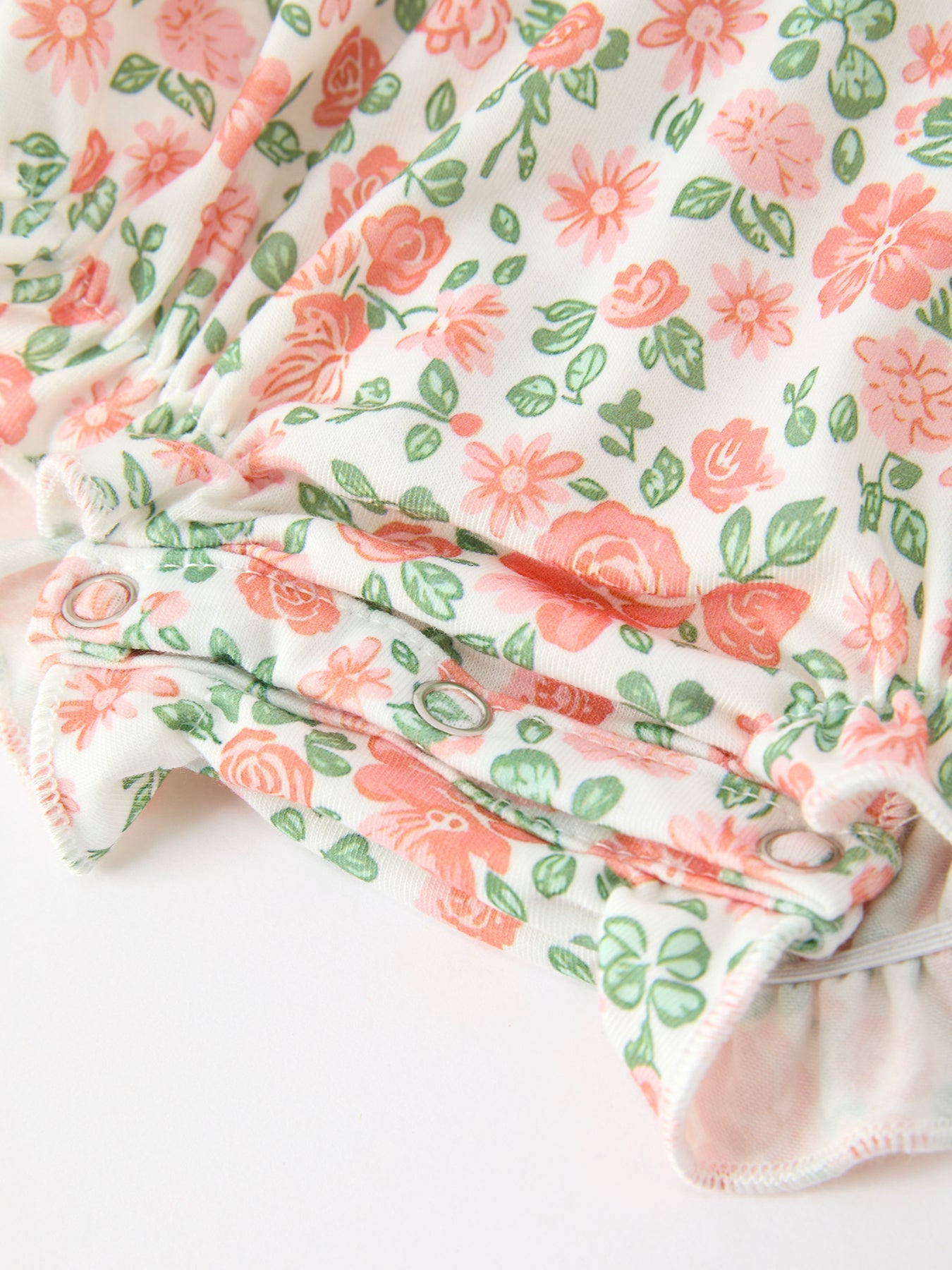 Fall Blush Floral Baby Romper Smocked Petal Collar