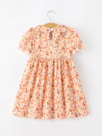 Fall Rust Floral Baby Girls Dress Smocked Petal Collar