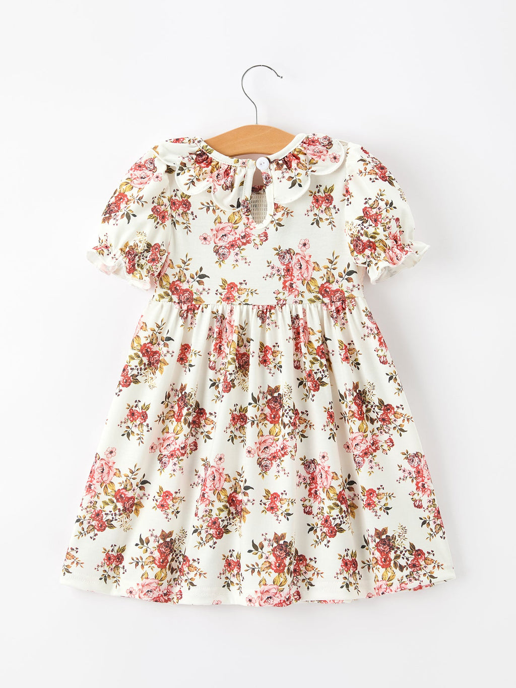 Fall Garden Girls Dress Smocked Petal Collar Bow