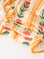 Fall Floral Stripe Baby Girls Romper Petals Collar Smocked