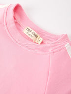 Girls Pink Bow Trim Sweatshirt and Pants Set