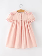 Fall Baby Girl Pink Floral Embroidered Peter Pan Collar Dress