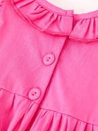 Fall Baby Girl Hot Pink Ruffle Smocked Embroidery Romper