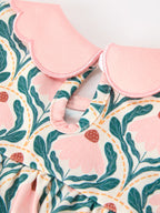 Fall Geometric Floral Baby Romper Petals Collar Smocked