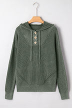 Maeve Mineral Wash Ribbed Knit Drawstring Hooded Sweater