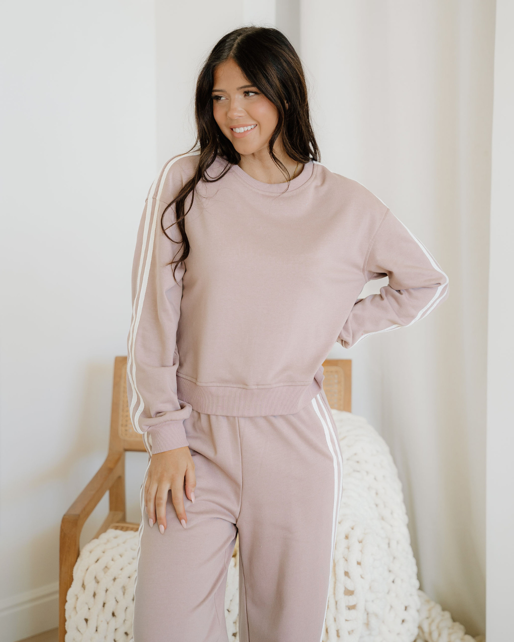 Varsity Pullover Wide Leg Pants 2pcs Outfit