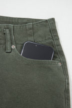 Brooke 2-Button High Waist Flared Bottom Jeans - Olive