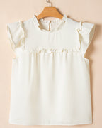 Clover Ruffle Trim Waffle Textured Blouse