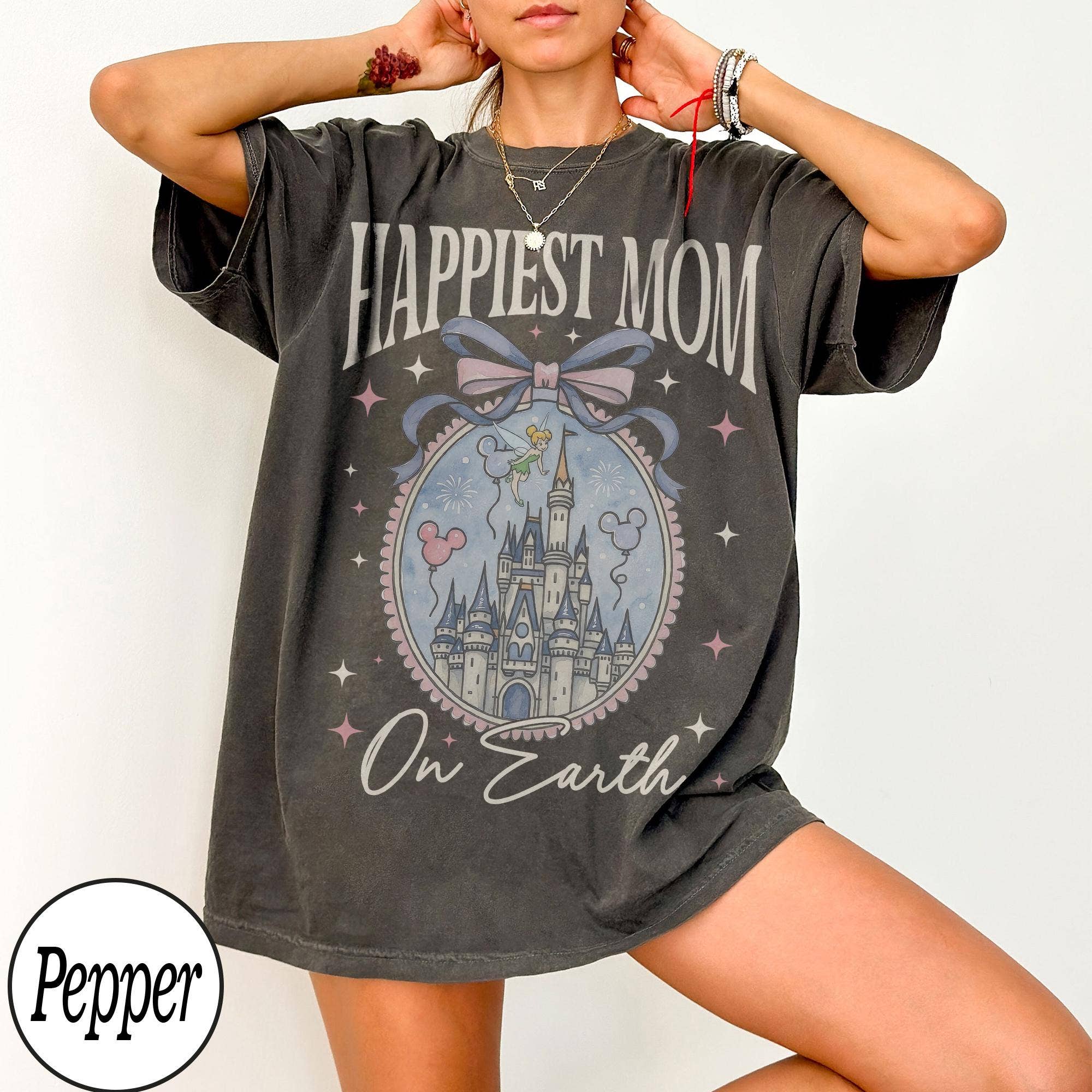 TheKingShirt - Disney Castle Coquette Bow Mom Tee - Mother's Day Gift
