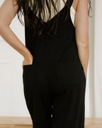 Zinnia Raw Seam Big Flower Patched Loose Overall Jumper