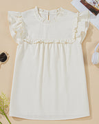 Clover Ruffle Trim Waffle Textured Blouse