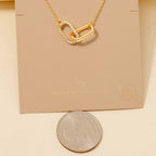 Anarchy Street - Gold Dipped Cz Pave Oval Link Pendant Necklace